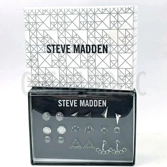 Steve Madden Black Earring Boxed Gift Set 9 Pairs - Picture 1 of 1